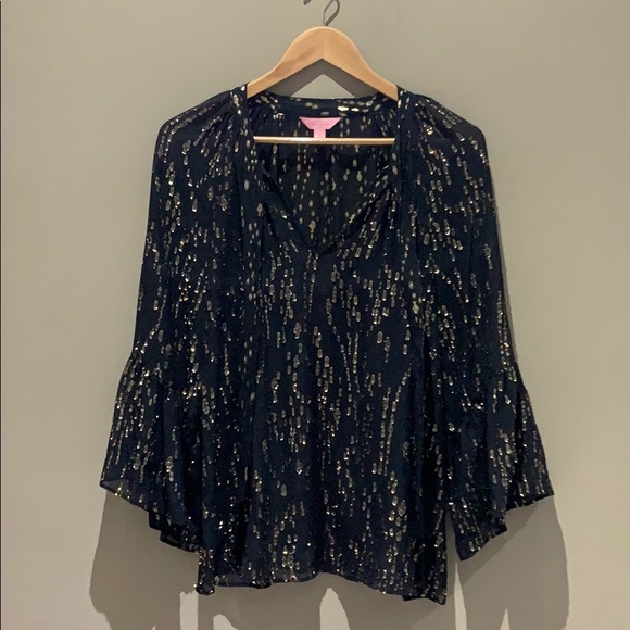 Matilda Black and gold Lilly pulitzer tunic - Picture 1 of 4